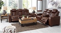 Ashley Backtrack Leather PWR Reclining Sofa & Love