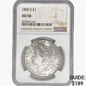 1890-S Morgan Silver Dollar NGC AU58