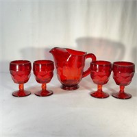 Viking Ruby Red Pitcher and Glasses