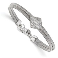 Sterling Silver- Double Strand Crystal Bracelet