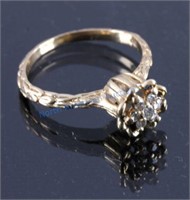 1940's 14K Gold and Diamond Lotus Ring