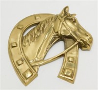 * Brass Horse Head & Horseshoe Plaque