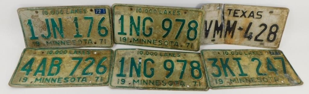 Vintage Minn. & Texas License Plates