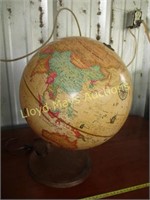 Vintage Lighted 12" World Globe - Works!
