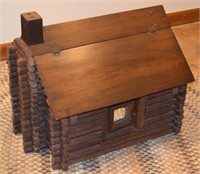 Handcrafted Folk Art Lincoln Log-Style Cabin House