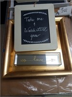 Well includes 2 gold painted serving trays a love