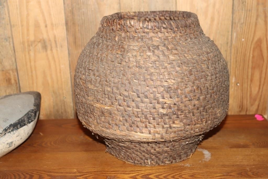 Southern handmade coil basket 12" tall