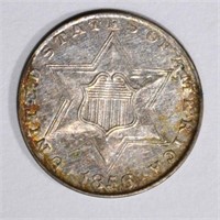 1856 TYPE-2  3-CENT SILVER, CH AU