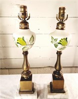 Pair of Elegant Vintage Glass Lamps