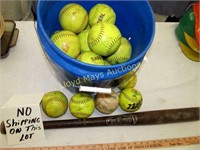 Louisville Slugger & 5 Gallon Bucket of Soft Balls