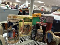 4 PIECE BEER STEINS LOT 3 ARE IN BOX