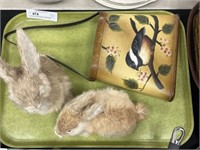 Decorative Wall Pocket with Fur Covered Rabbits