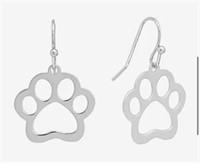 Paw Pure Silver Over Brass Drop Earrings