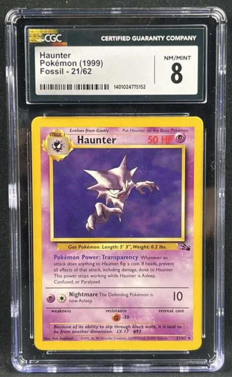 1999 Pokemon Haunter Fossil Rare CGC 8 NM/MINT