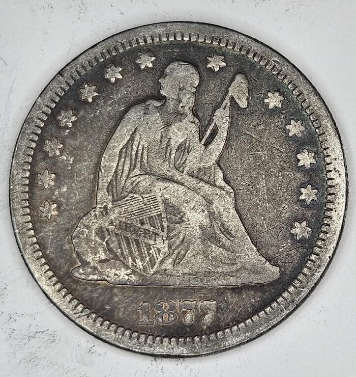 1877 s VF Plus Seated Liberty Quarter- $60 CPG