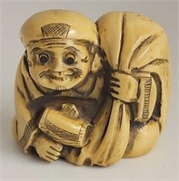 Antique Hand Carved Mechanical Ivory Netsuke