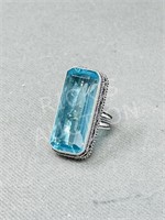 Blue Topaz & silver ring - size 8