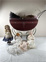 Old dolls and stroller
