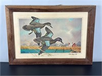 Vintage Framed Print - Bluewing Teal Drake and Hen