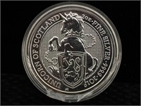 2ozt. .9999 Fine Silver Round Unicorn Of Scotland