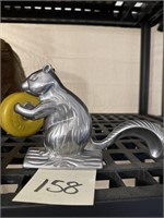 Vintage Silver Cast Aluminum Squirrel On a Log