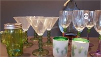 WINE BOTTLE CHEESE TRAY + 8 STEMWARE GLASSES +
