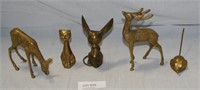 5 BRASS ANIMAL FIGURINES