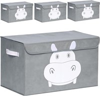 Hippo Toy Storage Box for Kids 4 Set 16x12x10 Grey