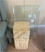 Stone like glass top side table