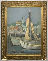 Vincent Spagna Oil On Canvas Of Sailboats