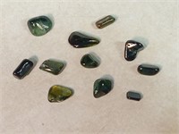 11 Dark Green Gemstones, 20.2 Grams