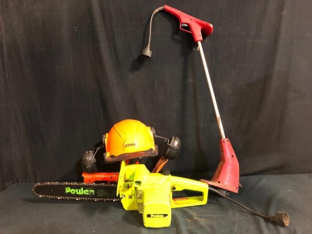 Poulon Electric Chainsaw, Trimmer, Safety Gear