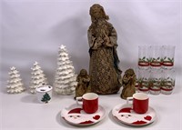 Christmas tub - paper mâché angels, pine cone