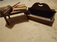 Antique Dovetailed Tray And Horsehair Brush 1880s