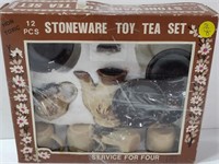 12 pc Stoneware Toy Tea Set