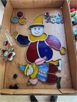 TRAY STAINED GLASS CLOWNS