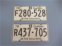 2 License Plates / Plaques d'immatriculation 1978