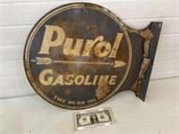 Purol Gasoline Pure oil double sided painted tin