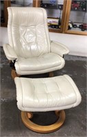 Stressless Cream Leather Chair & Footstool