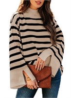 P103  Dokotoo Womens Striped Mock Neck Sweater S