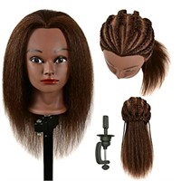 QACIEH 22 Inch 100% Real Human Hair Mannequin Head