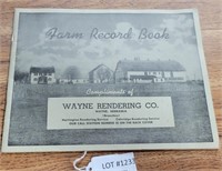 WAYNE RENDERING CO. WAYNE NE FARM RECORD BOOK