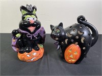 Halloween Black Cat Cookie Jar & Luminary (2)