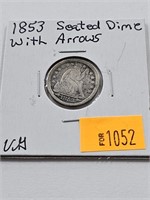1853 Seated Dime with Arrows VG