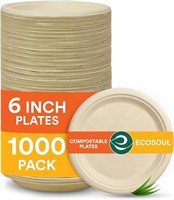 ECO SOUL 100% Compostable 6 Inch Paper Plates