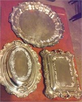 3 heavy silverplate over copper serving dishes + 1