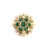 14K YELLOW GOLD 1.40CT EMERALD 0.15CT DIAMOND FLOW