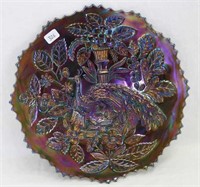 Fenton's Peacock at Urn 9" plate - blue