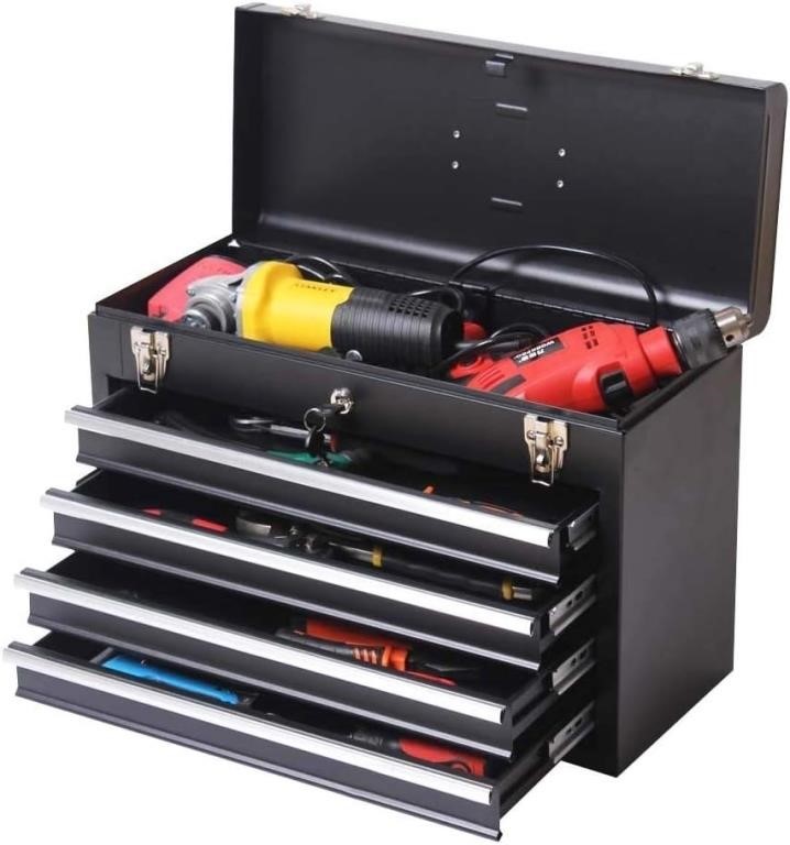 PreAsion Metal Tool Box Four-layer Drawers with Lo