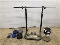 Weight Stand w/ Weights & Dumbells
